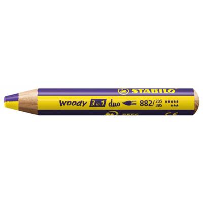 Crayon multi-talents  woody 3 in 1 duo - jaune-violet