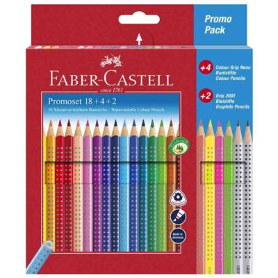 Set promotion de 26 Crayons couleur Grip 18 + 4 +2 - FABER-CASTELL