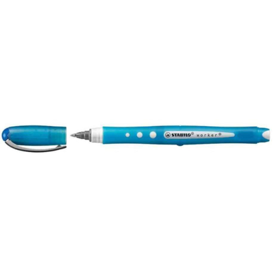 Roller WORKER Colorful Encre Liquide 100% Grip Tracé 0,5 mm bleu - STABILO