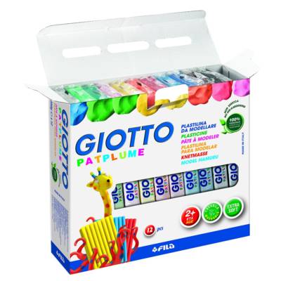 Boite de 12 pains de pâte à modeler 350g Patplume - Couleurs assorties