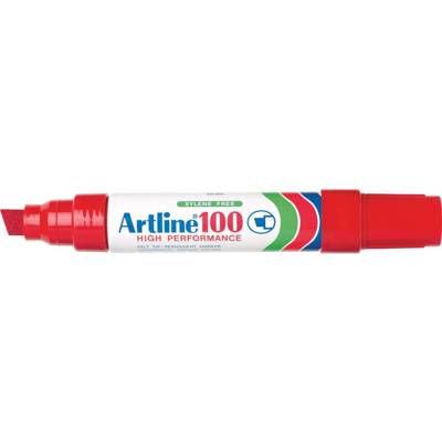 Marqueur "100" permanent indélébile pointe biseautée 7,5 & 12 mm Rouge - ARTLINE