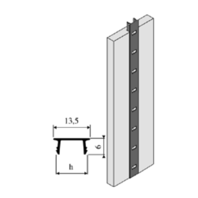 Crémaillère aluminium à encastrer 1337 VACHETTE - Anodisé or - L.2 m - 0290247 - Maxoutil