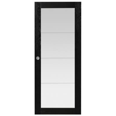 Porte coulissante pleine BORA chêne rustique noir - 204 x 93 cm - Gedimat