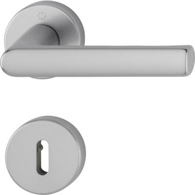 Ensemble de poignées sur rosaces HAMBURG alu aspect inox clé L 35 - Gedimat - HOPPE