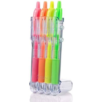 Etui Set To Go Stylo Roller Encre Gel G2 07 Néon 4 Coloris Néon