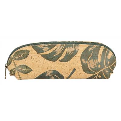 Petite trousse ovale en liège certifiée VEGAN 16x5x6 cm palmier
