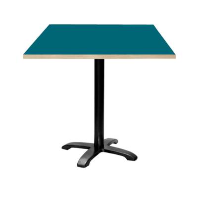 Table pied noir 70x70cm bleu prusse chants bois - intérieur - RestooTab