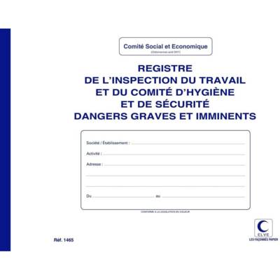 Registre Inspection du Travail/Comm Hygiène et Sécurité - 22 x 28 cm - 20 Pages