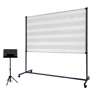 Tableaux blancs à portées musicales - sur piètement avec roulettes à