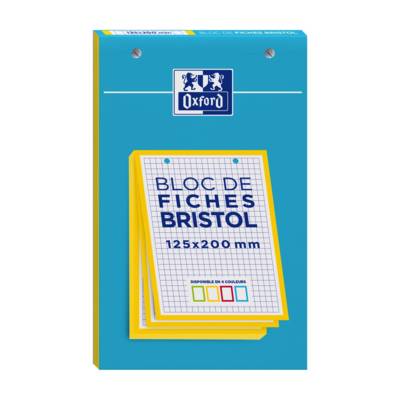 Bloc de 30 fiches bristol 125X200 perforées Q5/5 jaune