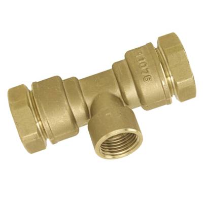 Té laiton brut femelle à visser diam.20x27mm pour tube polyéthylène diam.25mm en vrac 1 pièce - Gedimat - BOUTTE