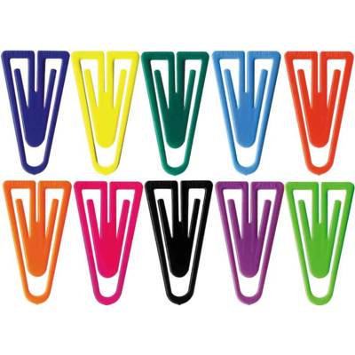 Trombones plastique 25 mm assortis par couleur sachet de 100