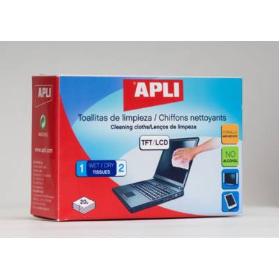 Lingettes nettoyantes humide/sèche - 20 unités - APLI-AGIPA
