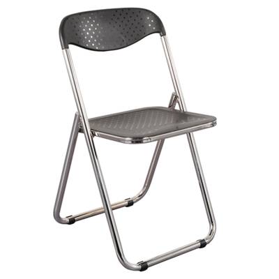 Chaise pliante SPOT assise et dossier polypropylène piètement chromé - T6 - Noir - MOBIDECOR