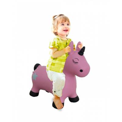 Animal rebondissante Licorne rose vif avec pompe