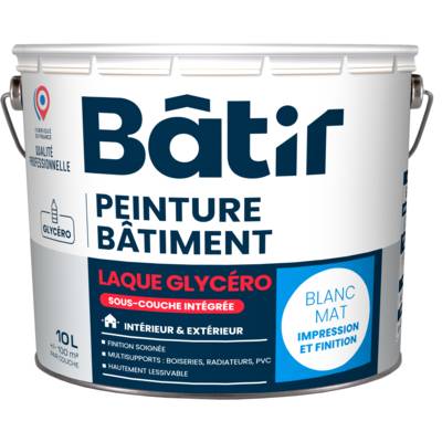 Laque mate multisupports blanc - pot de 10 l - Gedimat - BATIR