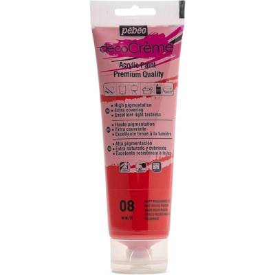 Tube 120ml Peinture Acrylique Décocrème Mat Rouge Passion