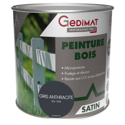Peinture bois gris anthracite RAL 7016 - pot de 0.5 litres - Gedimat