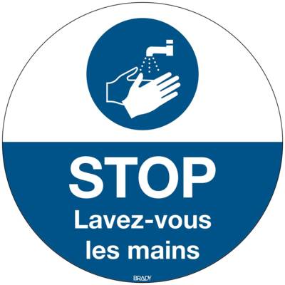 Panneau de marquage au sol Lavez-vous les mains rond 350 mm