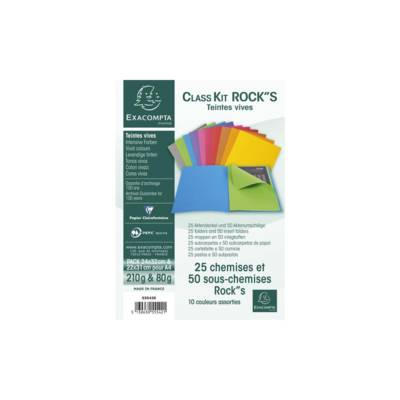 Kit de classement class'kit ROCK'S 25 chemise 210 + 50 sous-chemises 80g Assorties