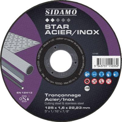 Disque à tronçonner STAR acier inox Ø125 mm - Gedimat - SIDAMO