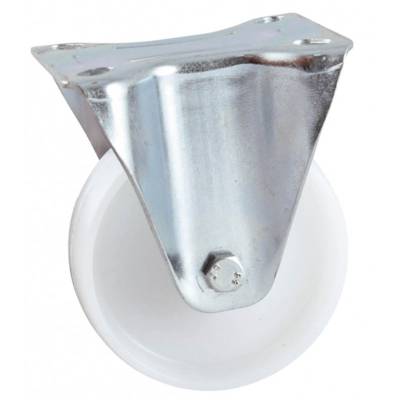 Roulette fixe à platine AVL - Roue nylon blanc Ø 100 - Charge 150 kg - 590822O - Maxoutil