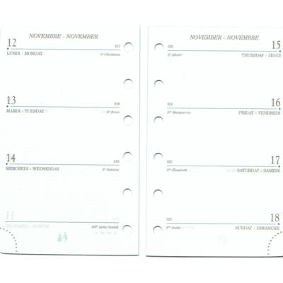 Recharge perforée semainier SK12R -120x73 mm 1S / 2P Tranche Or