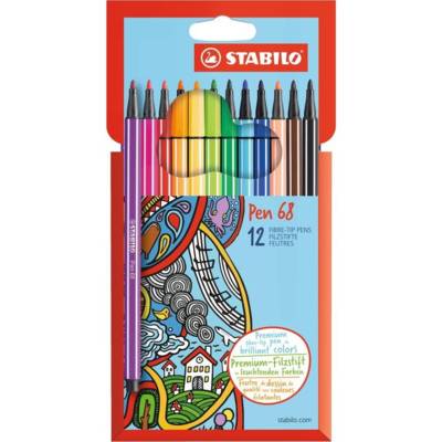 Etui de 12 feutres de dessin PEN 68 pointe ogive moyenne 1 mm