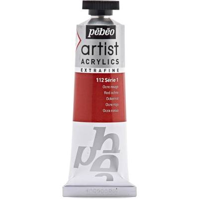 Tube 37 ml Peinture Artist Acrylics Extra fine OCRE ROUGE - PÉBÉO