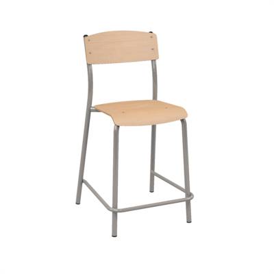 Chaise haute ANTIB assise et dossier bois Blueprotech® piètement époxy - H60 cm - Bleu RAL 5018 - MOBIDECOR