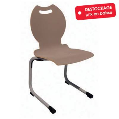 Chaise ALUMIT AST coque Bandana stratifié chant brut piètement époxy - T6 - praline/gris alu RAL 9006 - Mobidecor