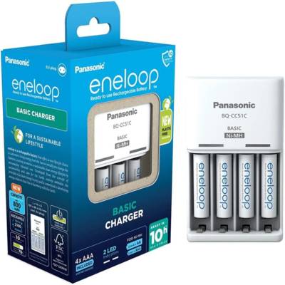 Eneloop Chargeur Basic Charger BQ-CC51 avec 4xAAA 800mAh