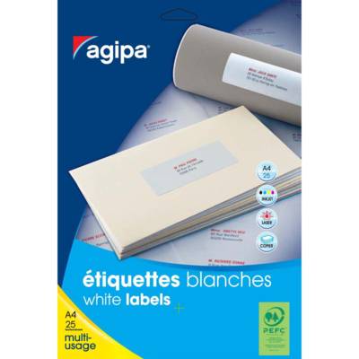 Etui 1400 étiquette 20x50 mm (56 x 25F A4) Multi-usage Coin Rond Permanent Blanc