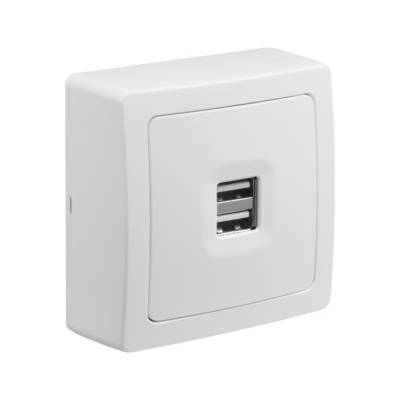 Prise USB double 2.1A en saillie blanc BLOK - Gedimat