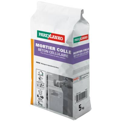 Mortier colle BETON CELLULAIRE blanc - sac de 5kg - Gedimat - PAREXLANKO