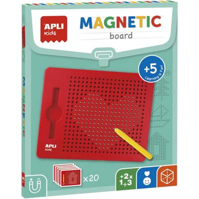 Ardoise magnétique 21 x 17cm rouge avec 10 fiches dessin