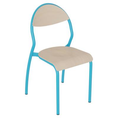 Chaise NUAGE assise et dossier bois Blueprotech® piètement époxy - T6 - Bleu RAL 5015 - Mobidecor