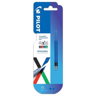 Pack 2 recharges FriXion Ball 4 couleurs - Encre gel effaçable - Pointe fine Bleu