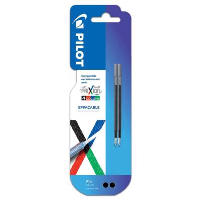 Pack 2 recharges FriXion Ball 4 couleurs - Encre gel effaçable - Pointe fine Noir