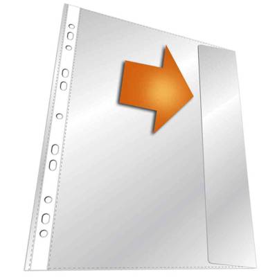 Lot de 5 Pochettes perforées A4 PP 13/100eme Transparent Avec Rabats coté
