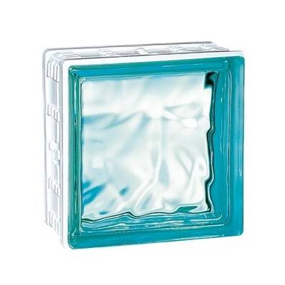 Brique de verre CUBIVER nuagée turquoise - 19,6 x 19,6 x 8 cm - Gedimat - LA ROCHERE