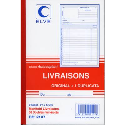 MANIFOLD LIVRAISONS 210X140 50/2+0 NCR - ELVE