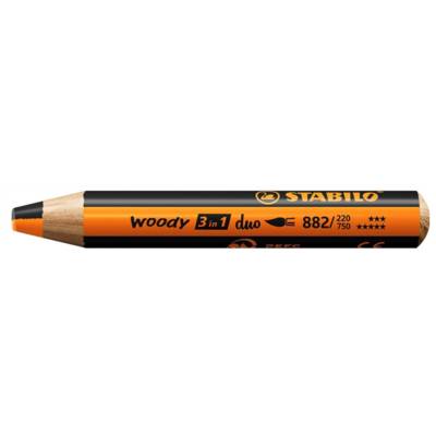 Crayon multi-talents  woody 3 in 1 duo - orange-noir