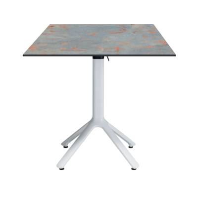 Table rabattable pied blanc 70x70cm gris rouille - terrasse - RestooTab