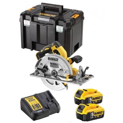 Scie circulaire XR 5Ah 184 mm DEWALT + 2 Batteries + Coffret Tstak - DCS572P2-QW - Maxoutil