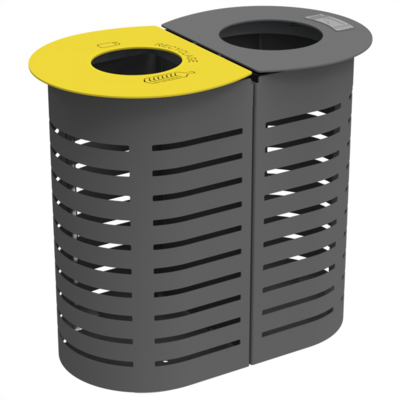 Corbeille urbaine Contemporaine Evolution 2x100 L porte sac bi-flux