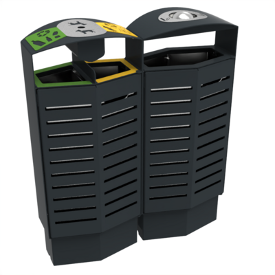 Corbeille urbaine 56 L sur socle triple flux Eidos Evolution bac intérieur