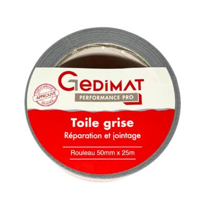 Adhésif toile gris - 50 mm 25m - GEDIMAT PERFORMANCE PRO - Gedimat