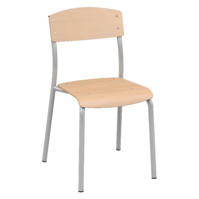 Chaise ANTIB assise et dossier bois Blueprotech® piètement époxy - T6 - Gris RAL 9006 - Mobidecor