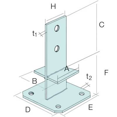 Pied de poteau type S en âme avec platine - 230mm - Gedimat
